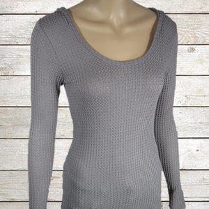 Vocal Gray Lightweight Thermal Hoodie High Low Hem